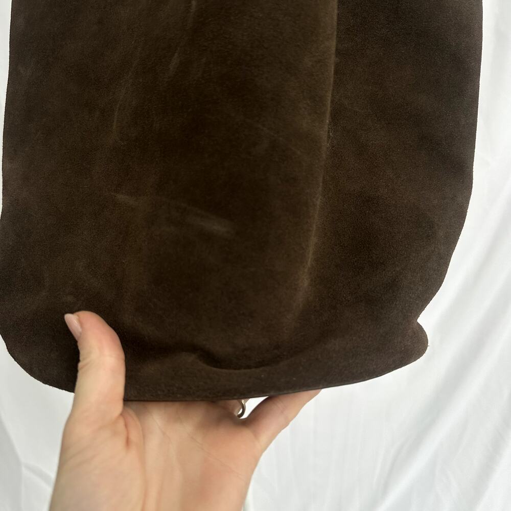 Khaite Tote Bag Lotus Suede Dark Brown Leather Shoulder Purse Large Scarf - Picture 12 of 12